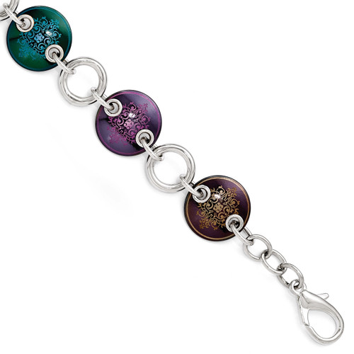 Edward Mirell Black Titanium & Sterling Silver Anodized Multi Color Bracelet EMB145-8
