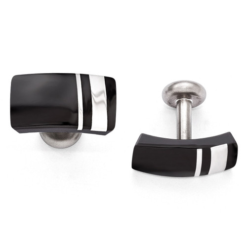 Edward Mirell Black Titanium & Sterling Silver Cufflinks EMC107