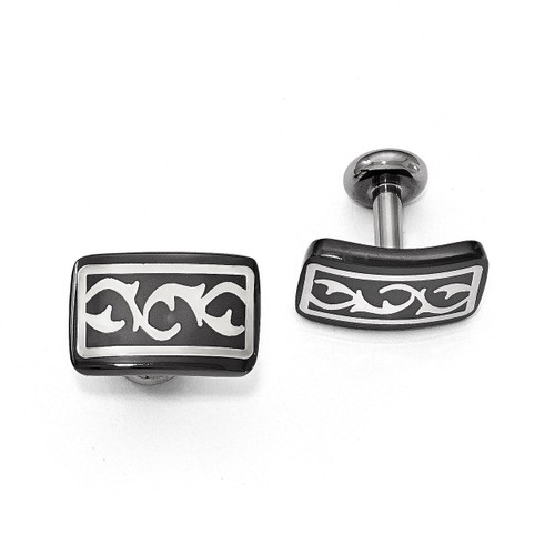 Edward Mirell Black Titanium & Sterling Silver Polished Thorn Cufflinks EMC122