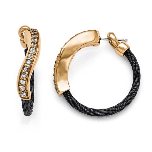 Edward Mirell Black Titanium & Bronze Cable White Sapphire Earrings EME106