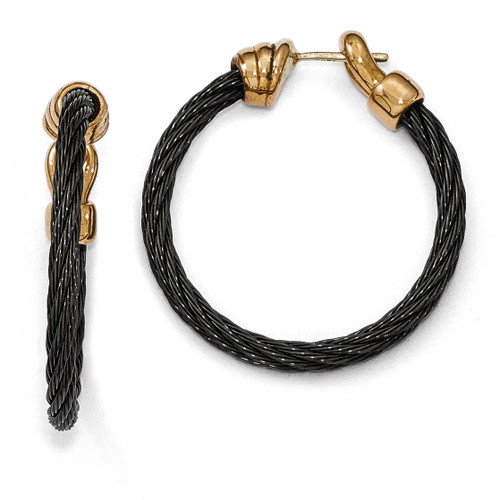 Edward Mirell Titanium & Bronze Cable Hoop Earrings EME108