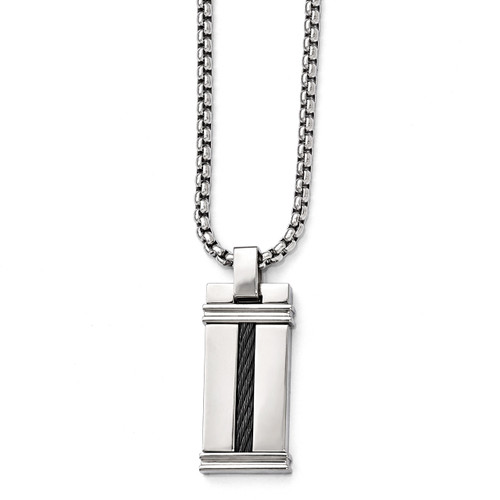 Edward Mirell Titanium & Cable Polished Pendant Necklace EMN113-20