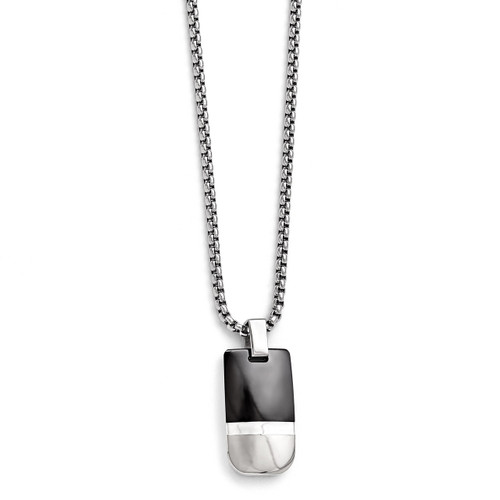 Edward Mirell Black Titanium & Sterling Silver Polished Pendant Necklace EMN115-20