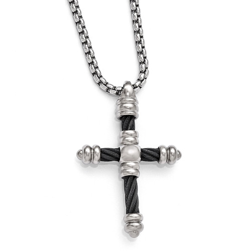 Edward Mirell Titanium Cable Cross Pendant Necklace EMN124-20