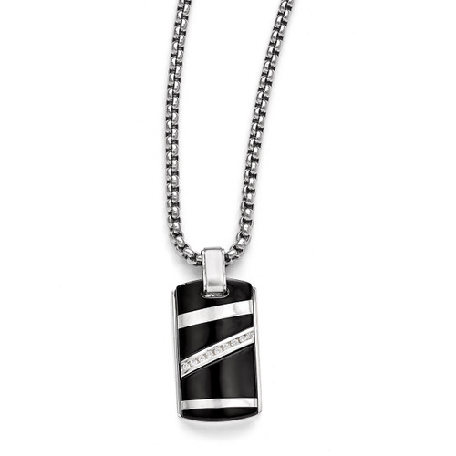 Edward Mirell Black Titanium .17 ct. Diamond with Sterling Silver Pendant Necklace EMN142-20