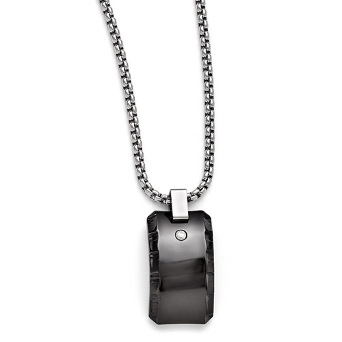 Edward Mirell Black Titanium .10 ct. Diamond Polished Pendant Necklace EMN144-20