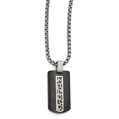 Edward Mirell Black Titanium & Sterling Silver Cobblestone Necklace EMN157-20
