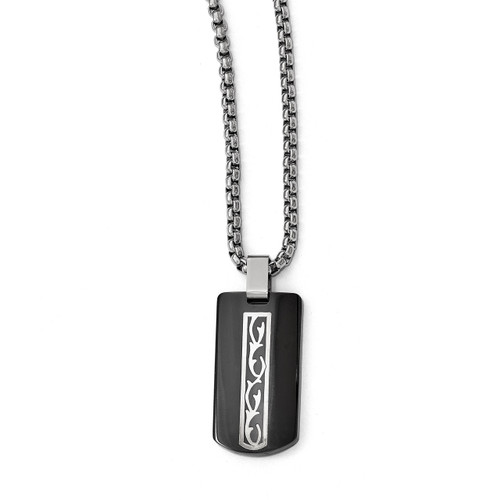 Edward Mirell Black Titanium & Sterling Silver Thorn Necklace EMN158-20