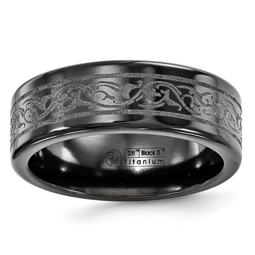 Edward Mirell Black Titanium Laser 8mm Band EMR126