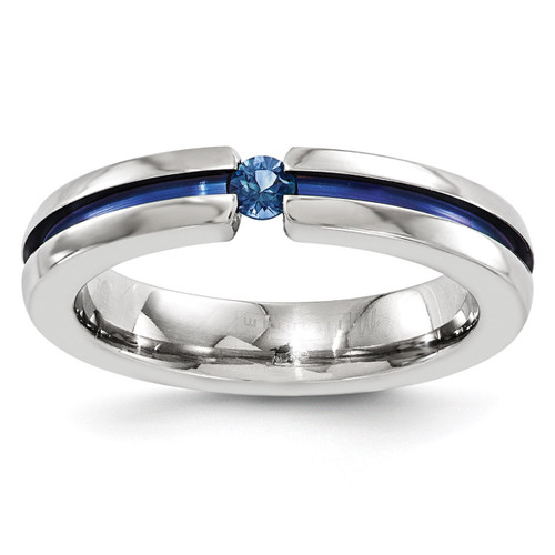 Edward Mirell Titanium Sapphire&Blue Anodized Grooved 4mm Band EMR157