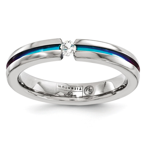 Edward Mirell Titanium White Sapphire & Rainbow Anodized 4mm Band EMR158
