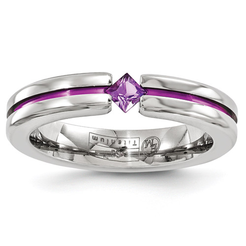 Edward Mirell Titanium Satin Amethyst & Purple Anodized 4mm Band EMR167