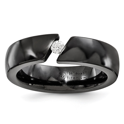 Edward Mirell Black Titanium .10ct Diamond 6mm Band EMR211