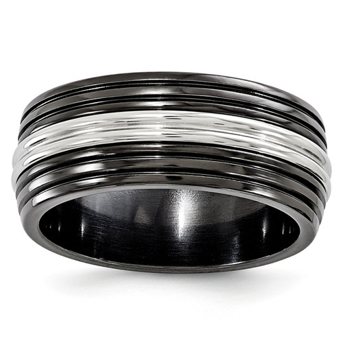 Edward Mirell Black Titanium & Stainless Steel Polished 9mm Band EMR226