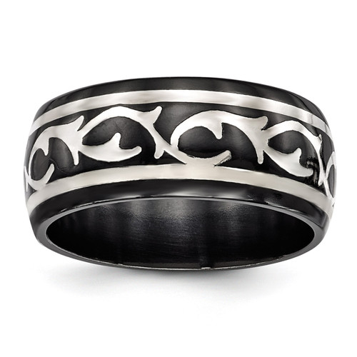 Edward Mirell Black Titanium & Sterling Silver Polished Thorn Ring EMR277
