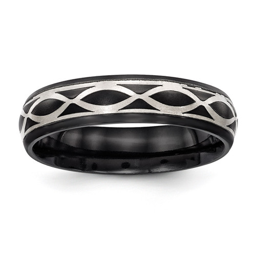 Edward Mirell Black Titanium & Sterling Silver Satin Infinity Ring EMR294