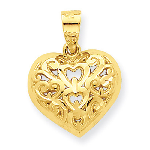 Diamond-Cut Heart Charm 10k Gold 10C932