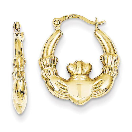 Claddagh Hollow Hoop Earrings 10k Gold 10ER260