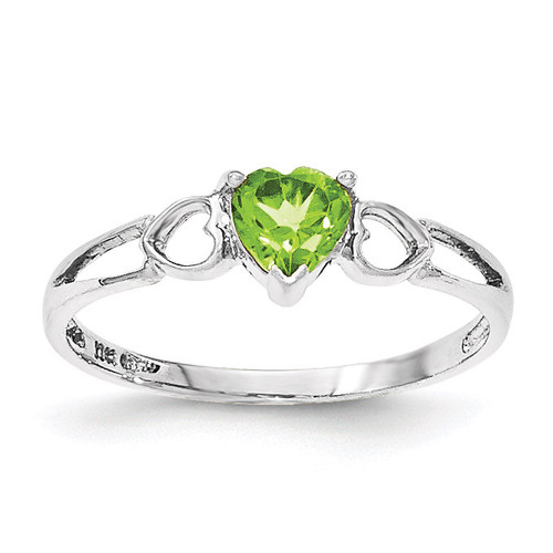 Polished Geniune Peridot Birthstone Ring 10k White Gold 10XBR173