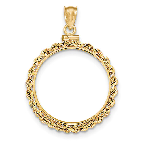 Hand Made Rope Polished Screw Top 1/2AE Coin Bezel 14k Gold BA70/2AE