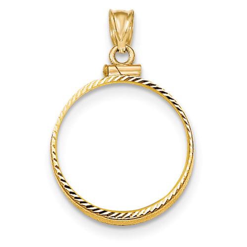 Screw Top 1/4P Coin Bezel 14k Gold Diamond-cut BP11/4P