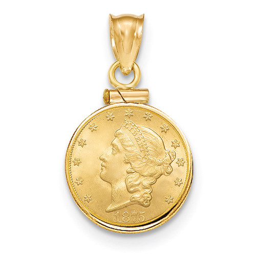 Screw Top $1.0 Coin Bezel 14k Gold Polished BUS10/1.0