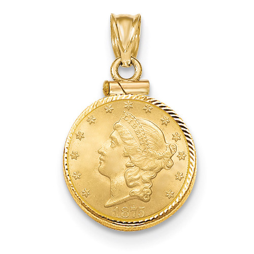 Screw Top $2.5 Coin Bezel 14k Gold Diamond-cut BUS11/2.5