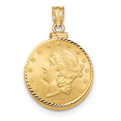 Screw Top $5 Coin Bezel 14k Gold Diamond-cut BUS11/5