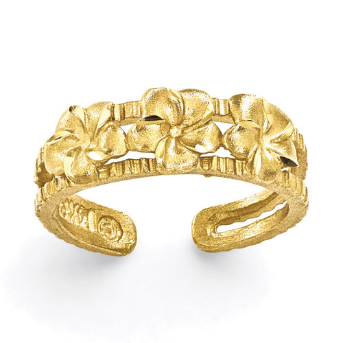 Plumeria Toe Ring 14k Gold C2065