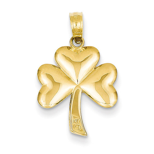 Solid Shamrock Pendant 14k Gold Polished C2197