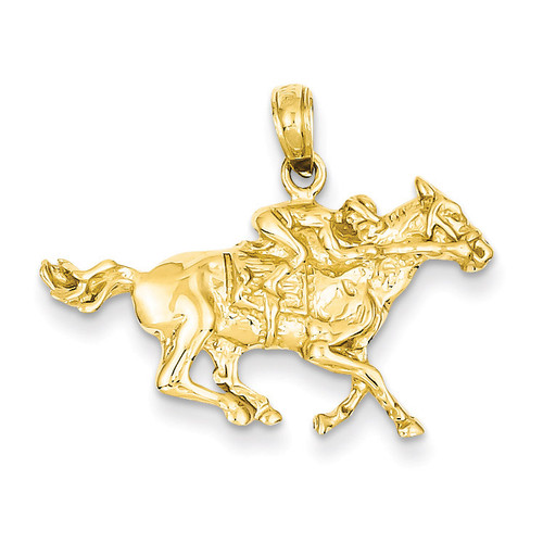 Jockey on Horse Pendant 14k Gold C3568