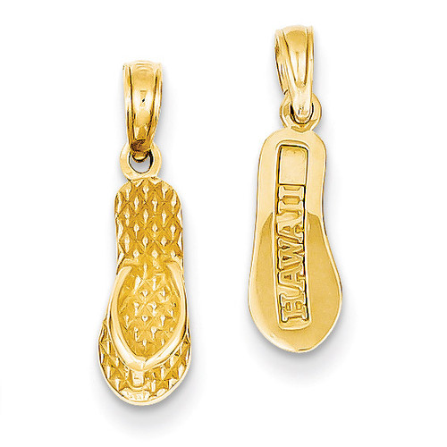 3-D Hawaii Flip-Flop Pendant 14k Gold D1366