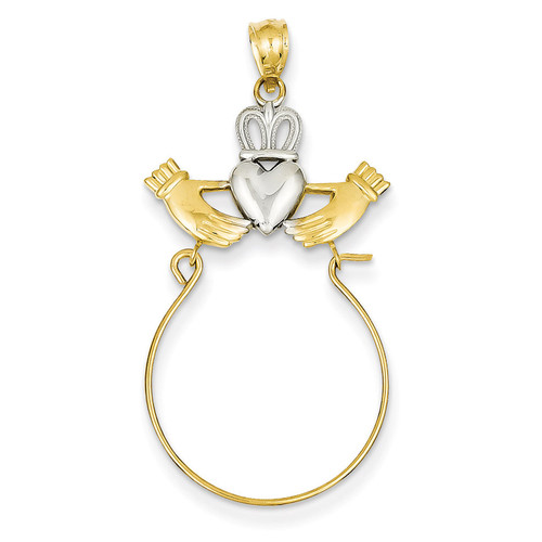 Claddagh Charm Holder 14K Gold & Rhodium D4042
