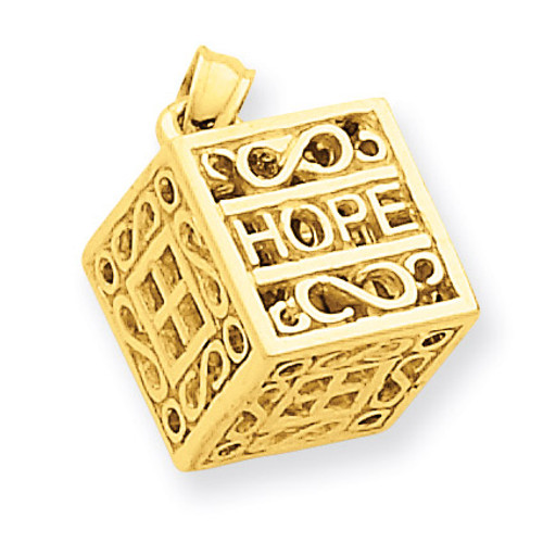 Faith & Hope Prayer Box Charm 14k Gold D986