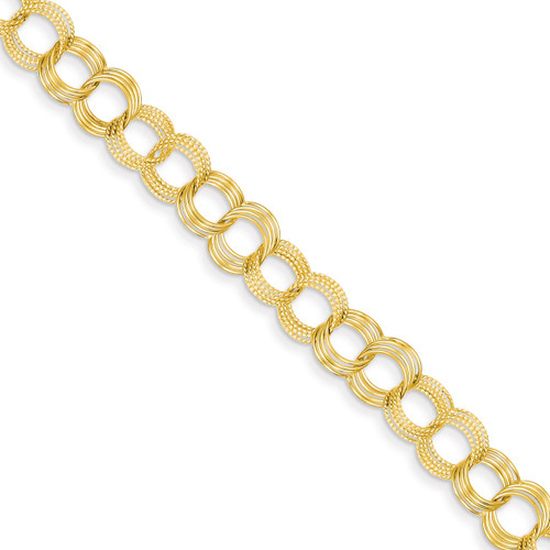 Triple Link Charm Bracelet 8 Inch 14k Gold Solid DO533-8