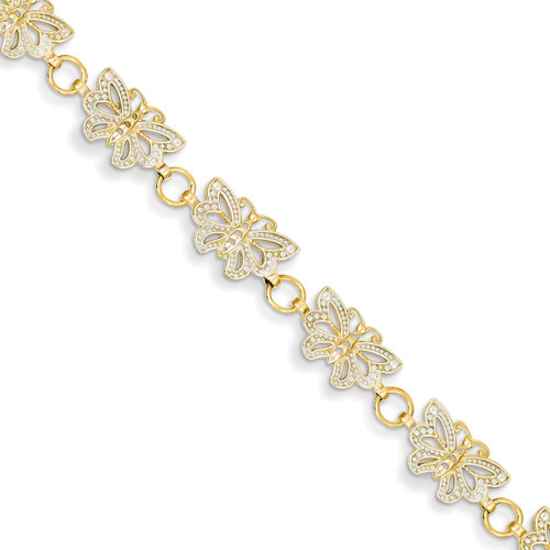 Butterfly Bracelet 7 Inch 14K Gold & Rhodium FB1049-7