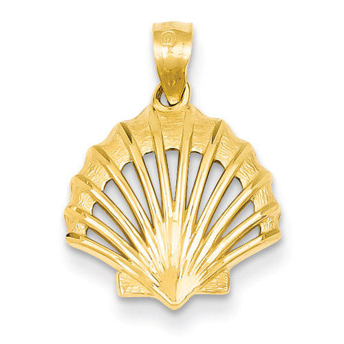 Satin and Polished Shell Pendant 14k Gold K2969