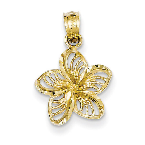 Filigree Plumeria Pendant 14k Gold Diamond-cut K3225
