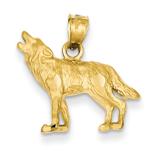 Wolf Pendant 14k Gold Diamond-cut K3331