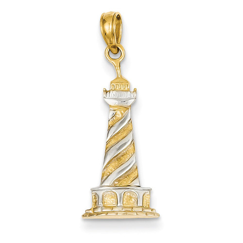 Cape Hatters Lighthouse Pendant 14K Gold & Rhodium K4147
