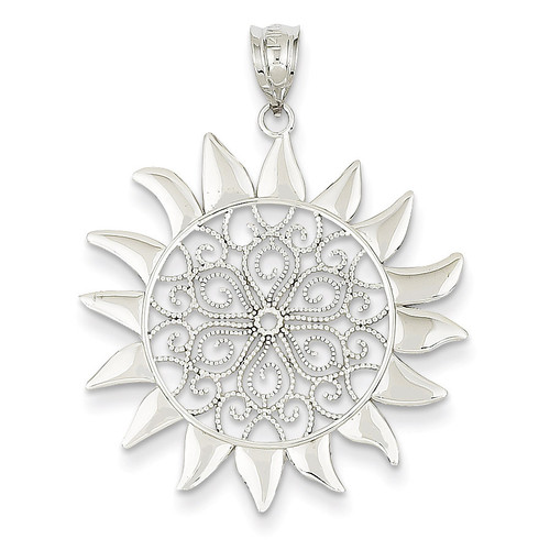 Filigree Sun Pendant 14k White Gold K4815