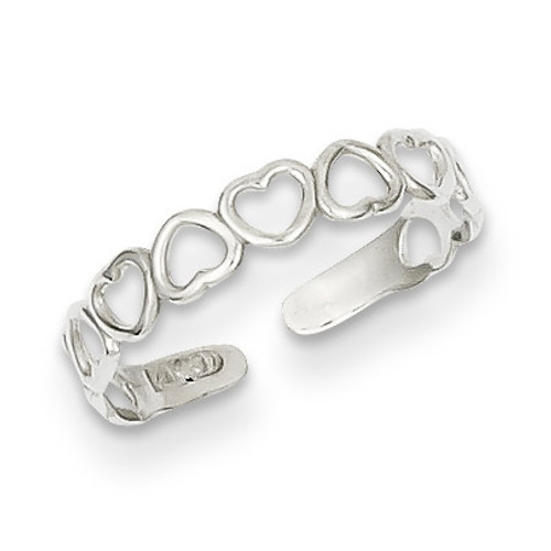 Polished Cut Out Hearts Toe Ring 14k White Gold K5107