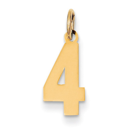 Small Polished Number 4 Charm 14k Gold LS04