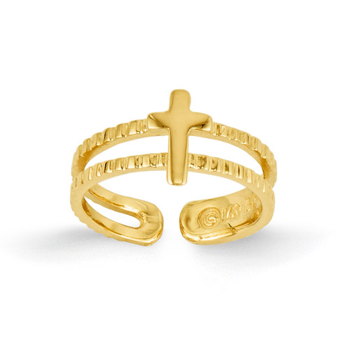 Cross Toe Ring 14k Gold R397