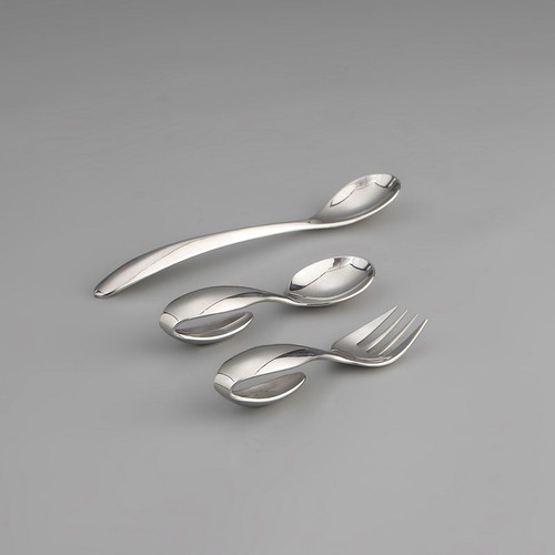 Nambe Baby Loop Spoon & Fork Feeding Spoon (3 Piece. Set ) 18 10 SS with Felt Bag