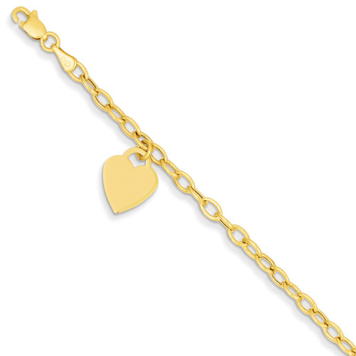 Dangle Heart Bracelet 8.5 Inch 14k Gold SF1822-8.5