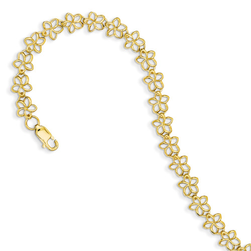 Plumeria Bracelet 7 Inch 14k Gold SF2046-7