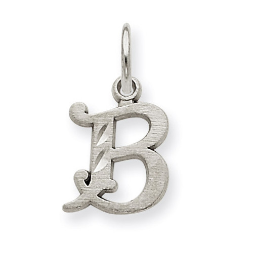 Diamond-cut Initial B Charm 14k White Gold WCH139-B