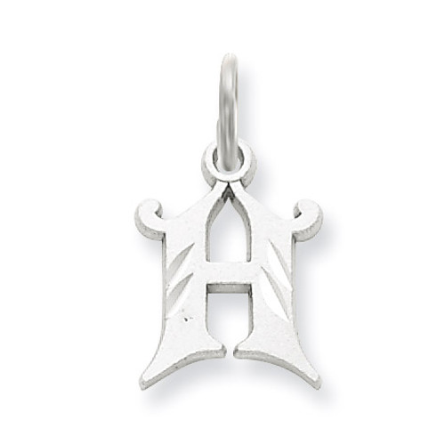 Diamond-cut Initial H Charm 14k White Gold WCH139-H