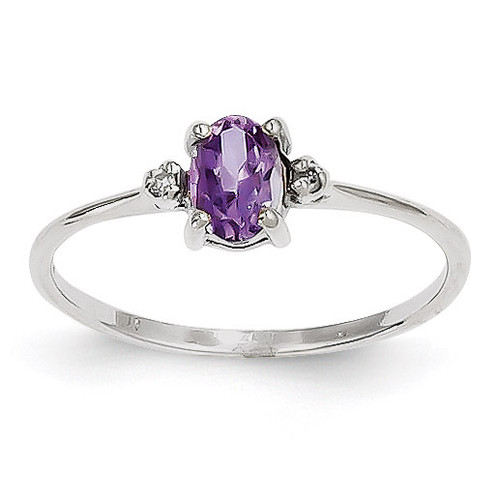 Diamond & Amethyst Birthstone Ring 14k White Gold XBR215